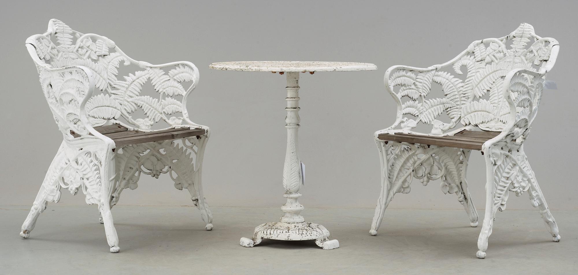 TRÄDGÅRDSGRUPP, 4 delar, gjutgods, 1900-talets andra hälft.