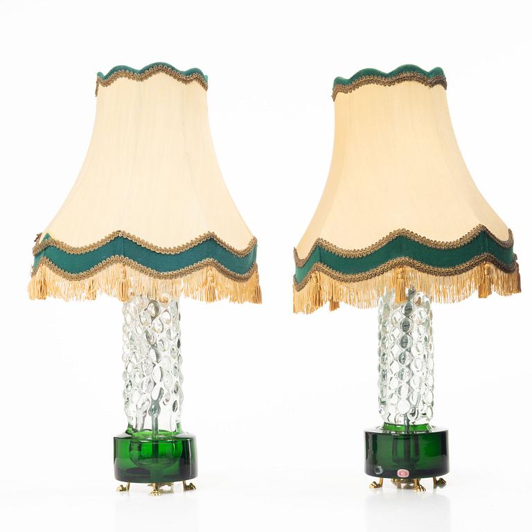 A pair of table lamps, Bohemia, Czechoslovakia, second half of the 20th century.