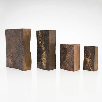 Kaj Blomqvist, four 1970s bronze vases /sculptures for Sievä & Kumppanit Ky,