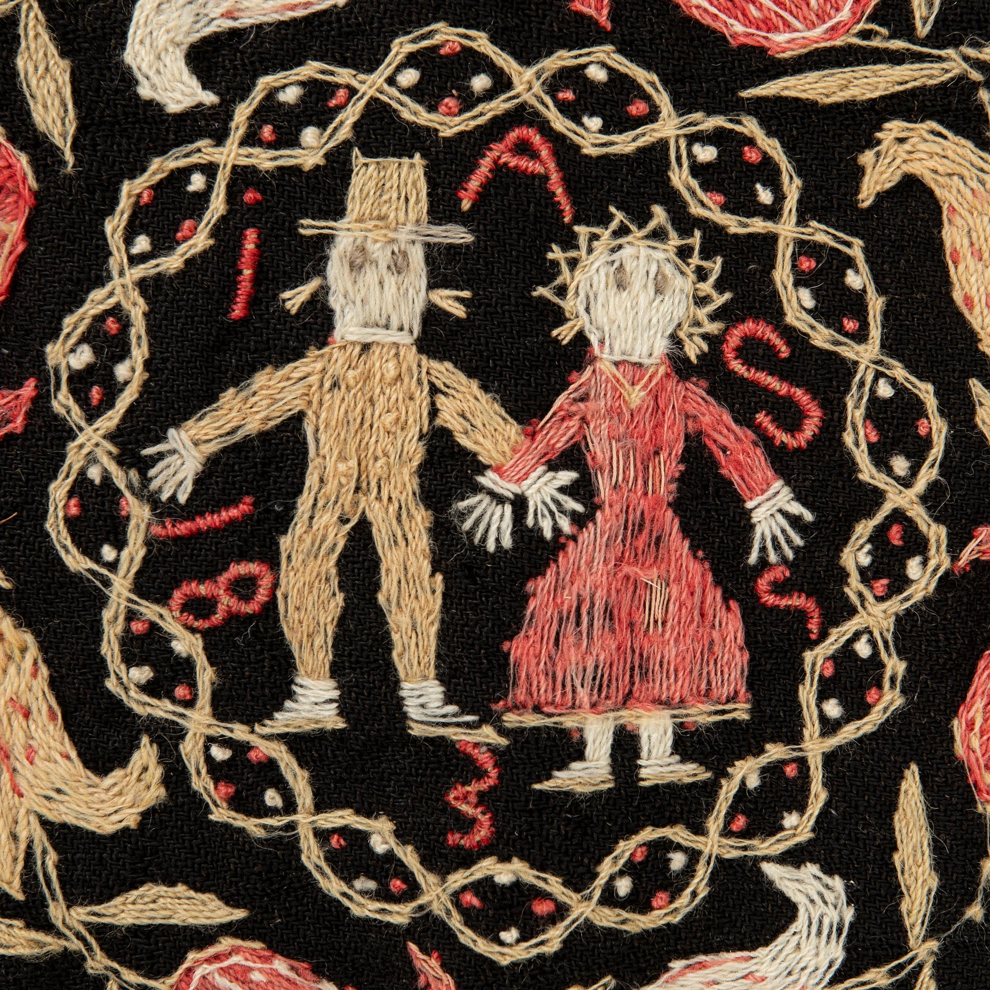 Embroidered tapestry, dated 1835, approx. 58 x 58 cm.