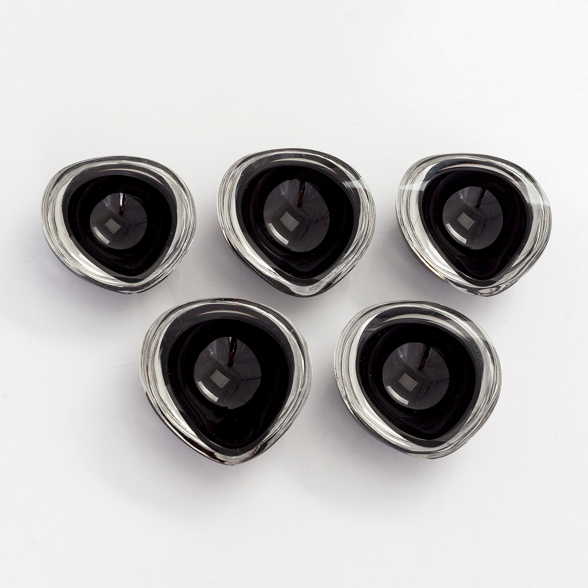 Kaj Franck, taidelasia, 5 kpl, "Kastanja", signeerattu K. Franck Nuutajärvi Notsjö -62.