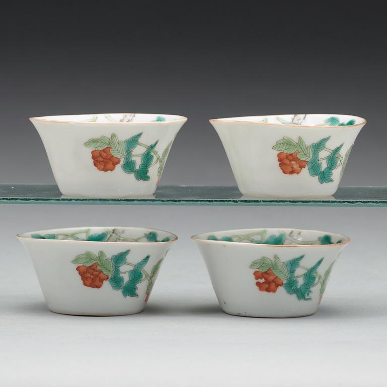 A set of four cups, Qing dynasty, circa 1900 with Guangxus mark.