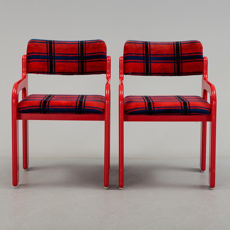 A table and six chairs 'Flamingo' by Eero Aarnio, Asko, Finland.