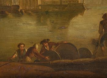 Claude Joseph Vernet, hans efterföljd, Hamnscen med båtar och figurer.