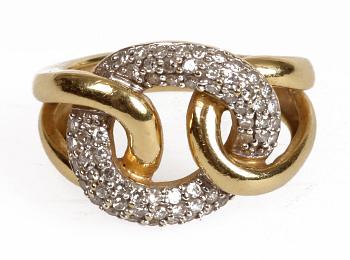 RING, 18K rödguld med småbriljanter.