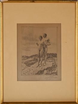 Anders Zorn · ANDERS ZORN, etsning, signerad, daterad i tryck 1916.