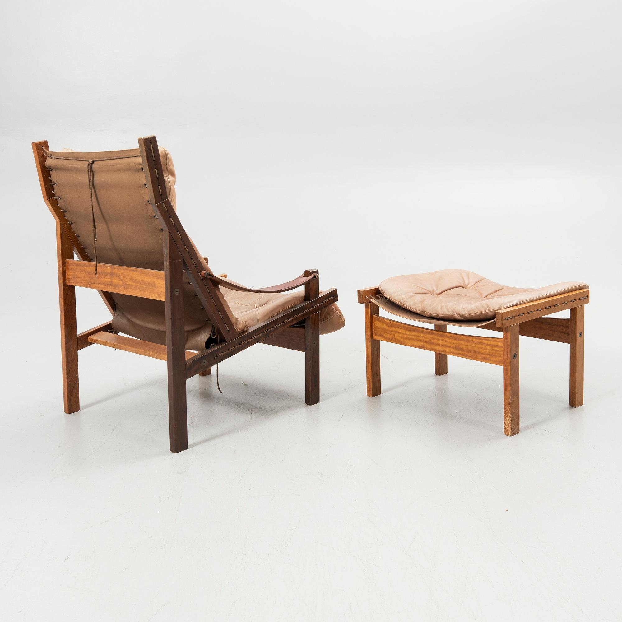 Torbjørn Afdal, Armchair with footstool, “Hunter”, Stranda Industri A/S for Bruksbo, Norway, 1960s/70s.