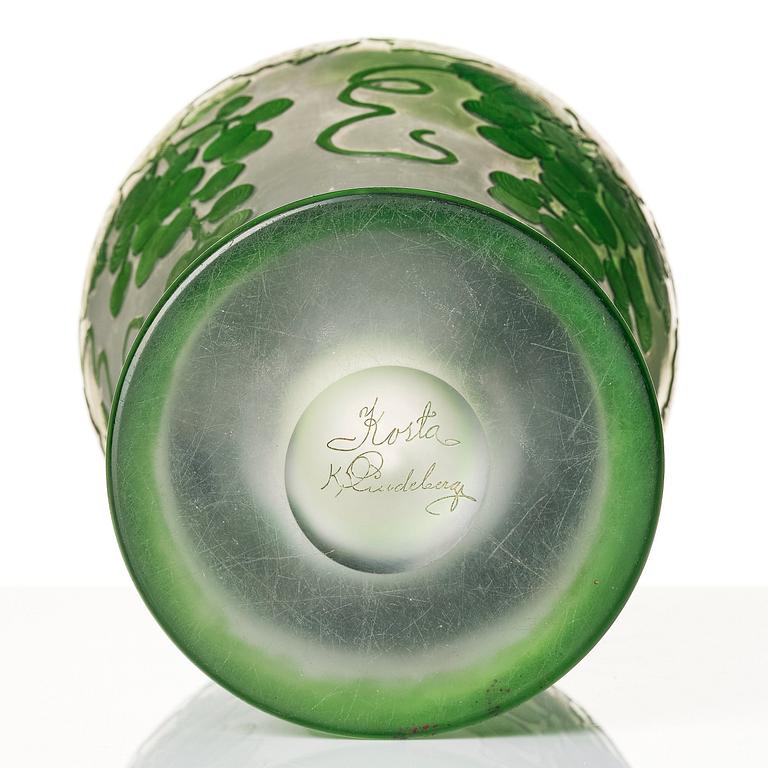 Karl Lindeberg, an Art Nouveau cameo glass vase, Kosta, Sweden, early 20th Century.