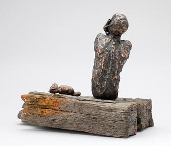 OKÄND KONSTNÄR, brons samt trä, 1900-tal.