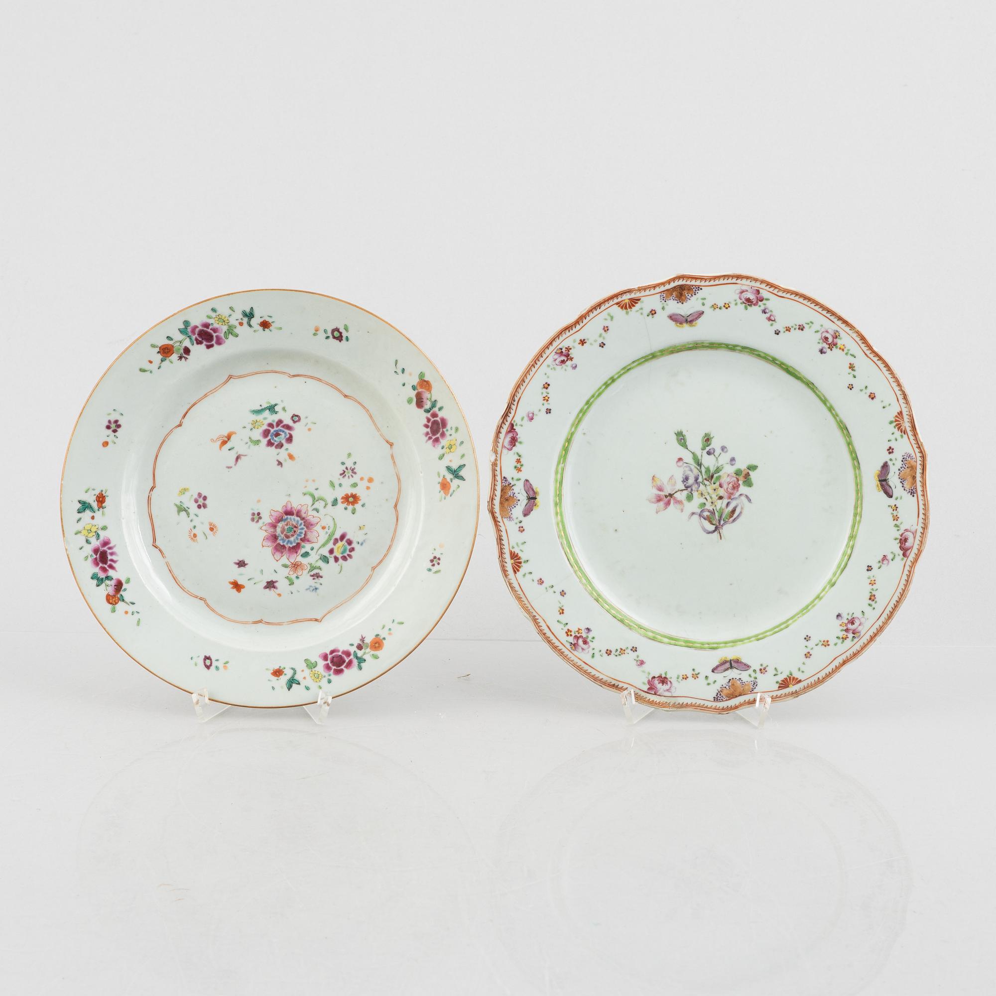 Four export porcelain plates, China, Qianlong (1736-95).