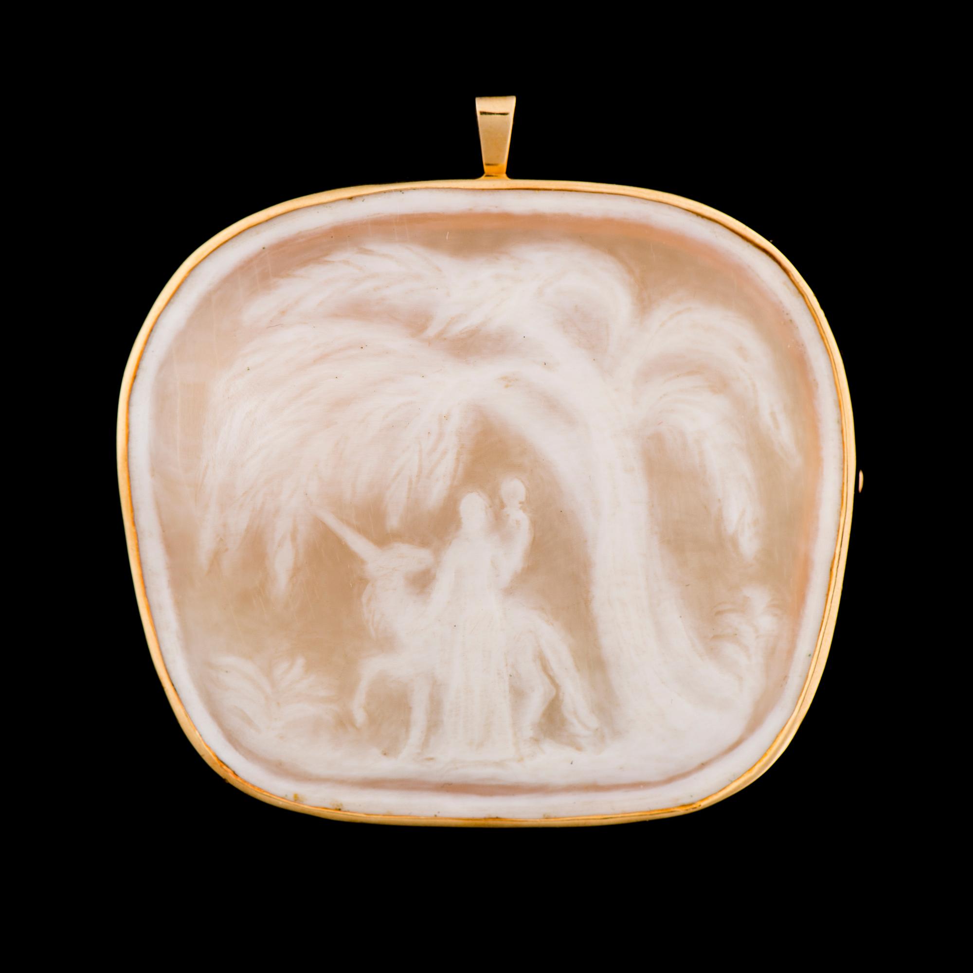 A CAMEO PENDANT / BROOCH, 18K gold. Eva Gyldén 1957, set by Heikki Kaksonen, Helsinki Finland 1962.