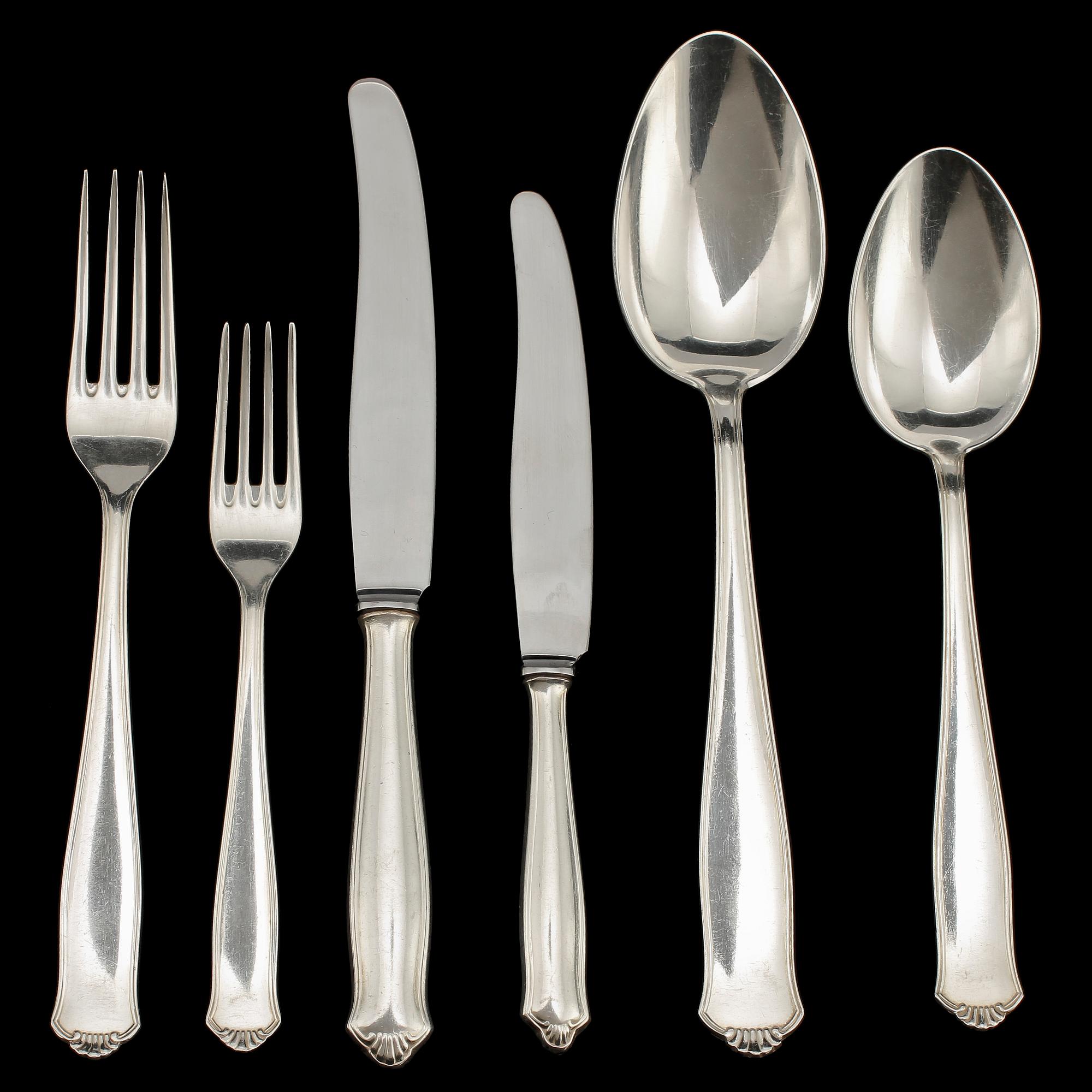 BESTICKSERVIS, 73 delar, nysilver, "Drotten", GAB, 1900-tal.