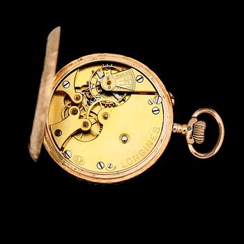 FICKUR, 14K guld, Longines, Grand Prix, Paris, 1900. Total vikt inklusive urverk ca 35 g.