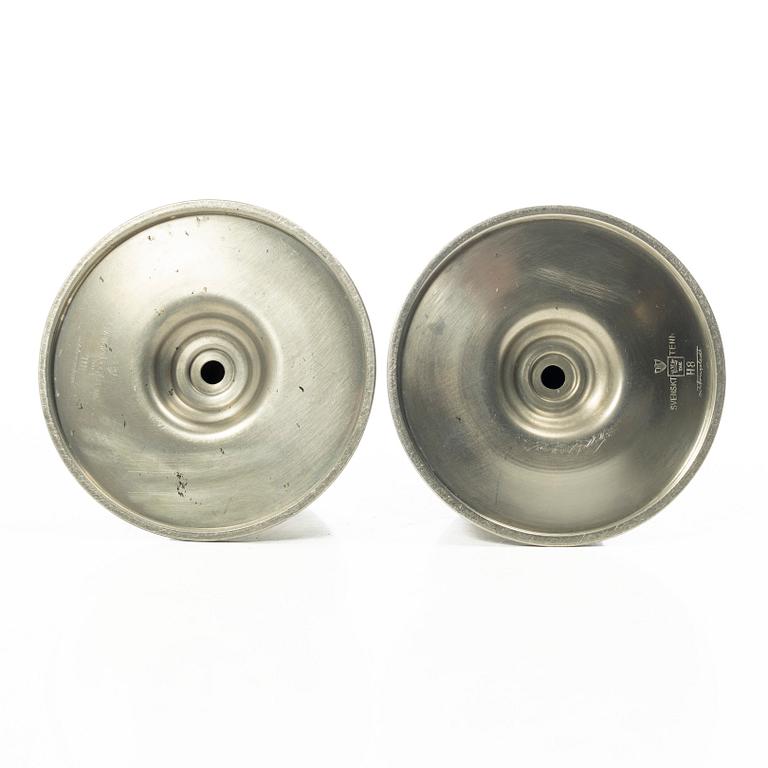 Nils Fougstedt, Ljusstakar, ett par, tenn, art deco, Fabriksaktiebolaget Kronsilver FAK, Stockholm 1934.