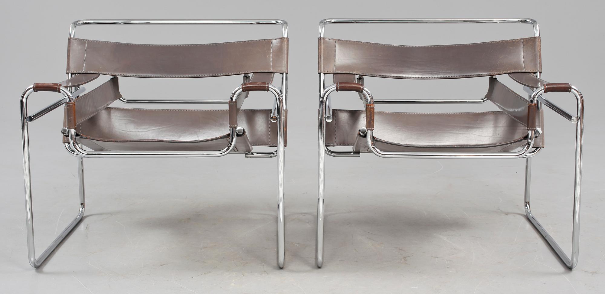 FÅTÖLJER, ett par, "Wassily", Marcel Breuer, efter, tillverkad av Knoll International, 1980-tal.