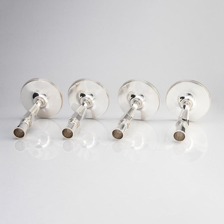 Atelier Borgila, a set of 4 sterling silver candlesticks, Stockholm 1961.