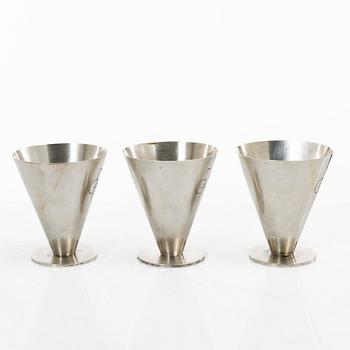 Wiwen Nilsson, Three small silver cups, mark of Wiwen Nilsson, Lund, Sweden 1937-39.