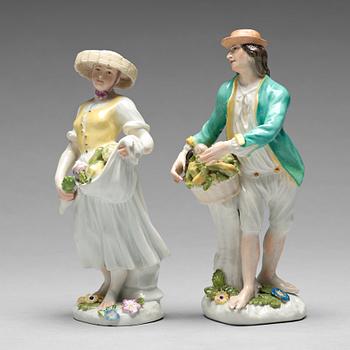 228. FIGURINER, två stycken, porslin. Meissen, 1700-tal.