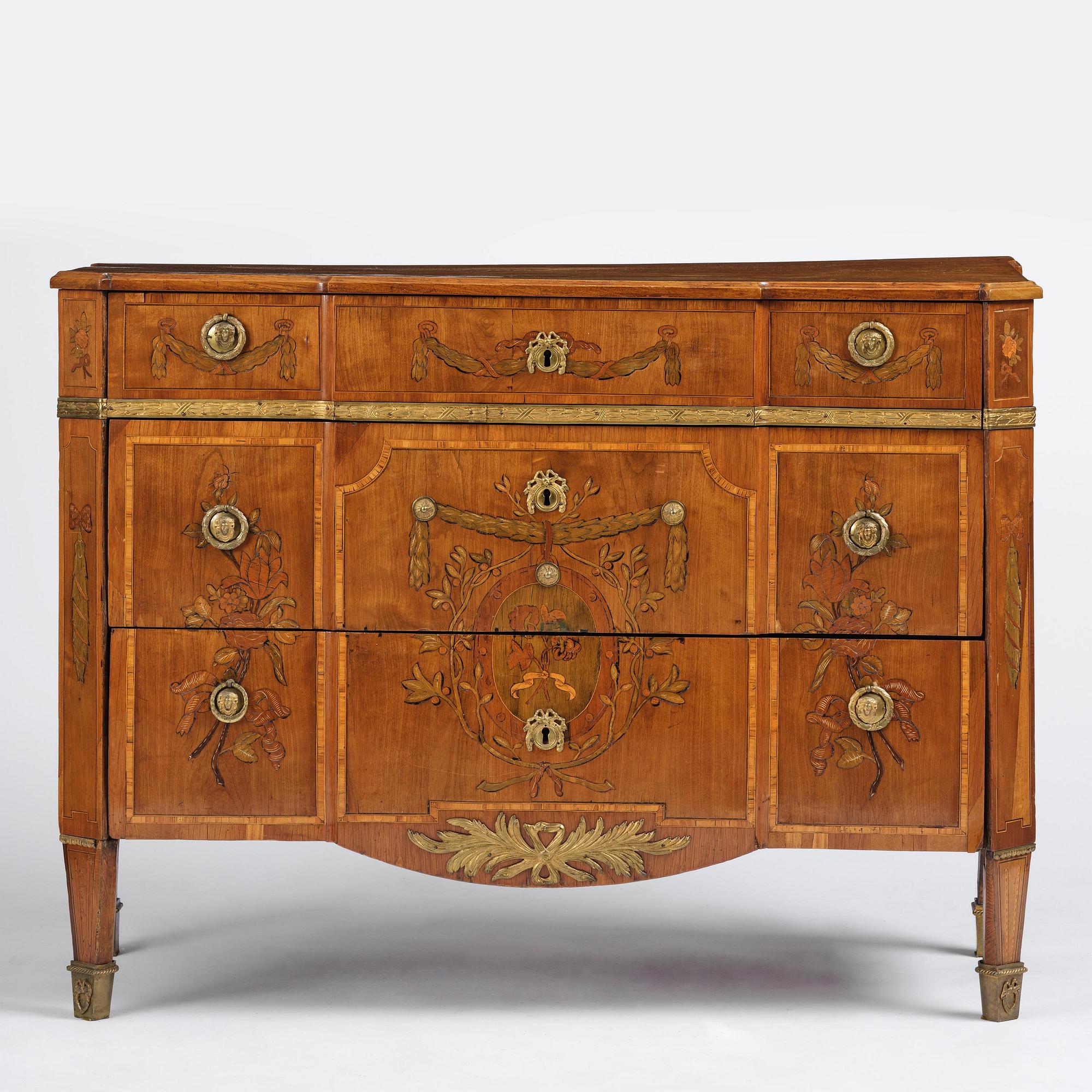 A Gustavian parquetry commode by J. Hultsten (master in Stockholm 1773-94).