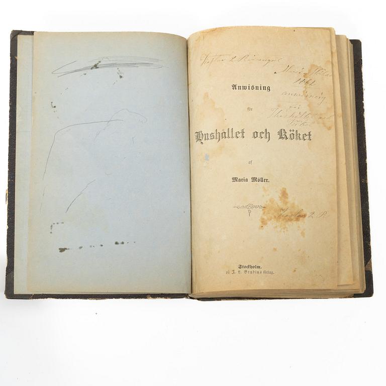 Åtta kok- och handböcker inkl. Cajsa Warg, 1780-1897.