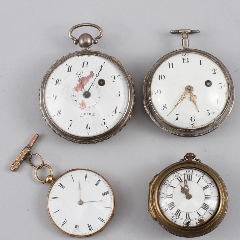 FICKUR, vit/gulmetall, 4 st, bl a Paris och London, 1800-tal.