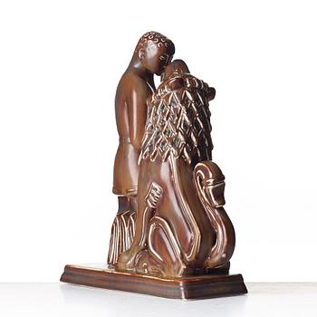 Gunnar Nylund, skulptur, "Androcles och lejonet", Rörstrand 1950-tal.
