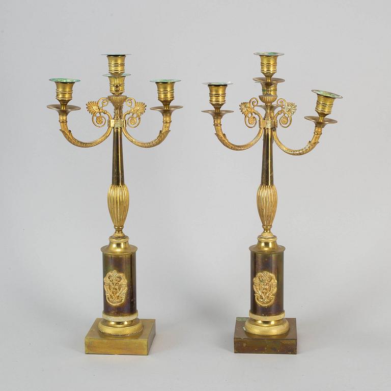 A pair of empire style candelabra, first half of the 20th century.