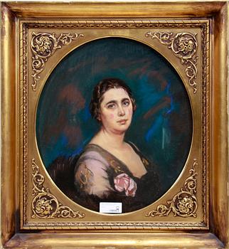 OKÄND KONSTNÄR, pastell, bär monogramsign, 1800/1900-tal.