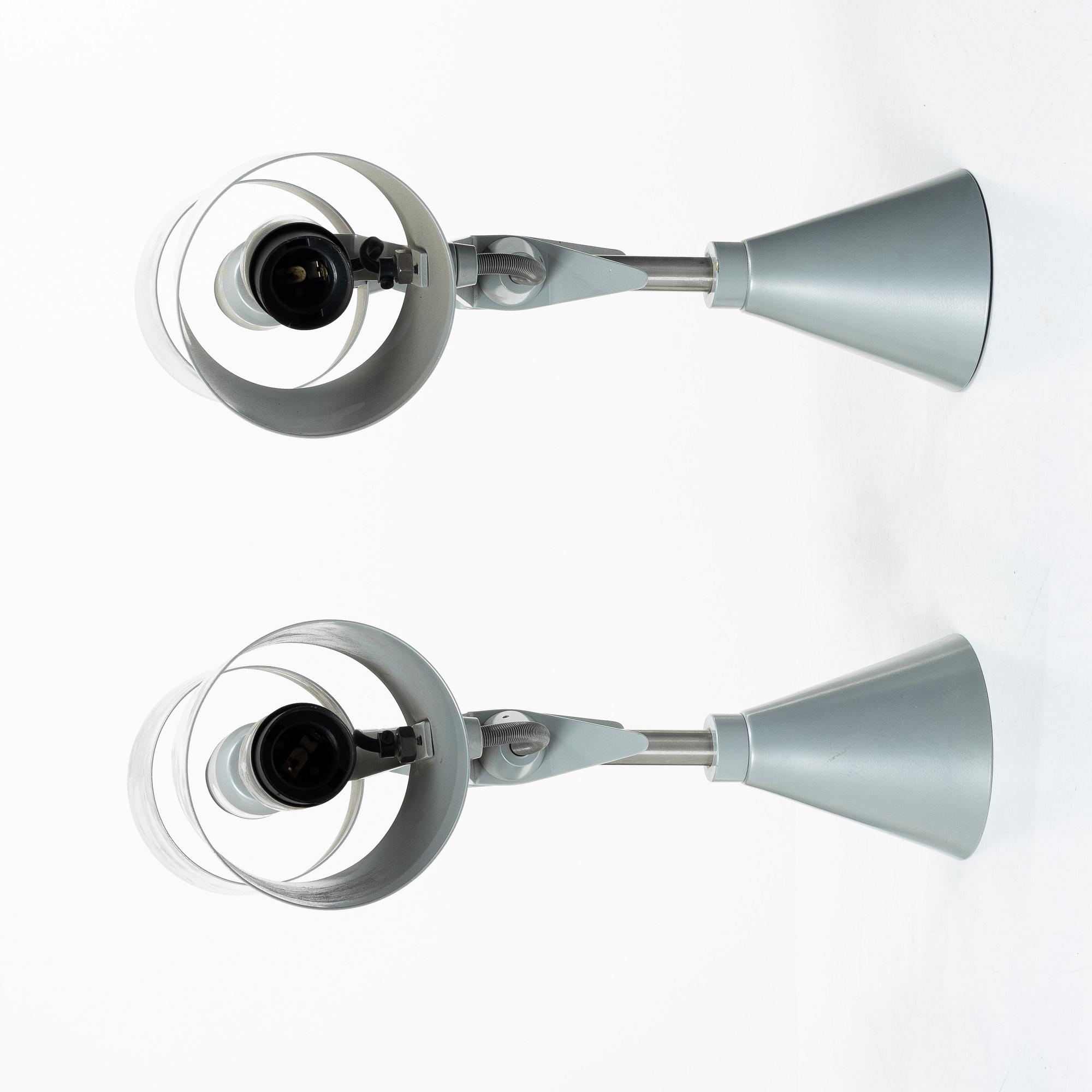 Hannes Wettstein, wall lights, a pair, Palucco, Italy, 1990s.