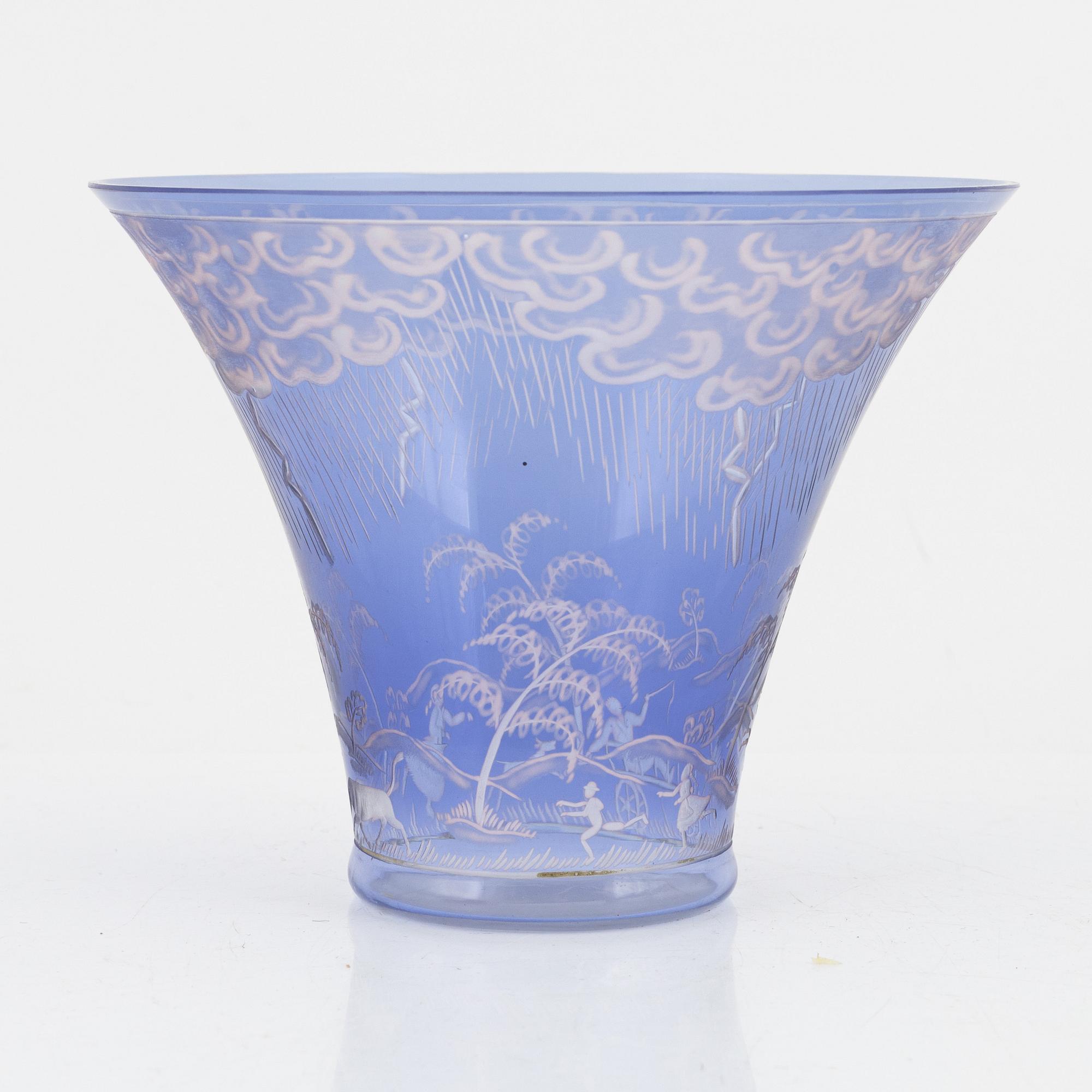 Edward Hald, skål, "Åskväder", Orrefors 1942.