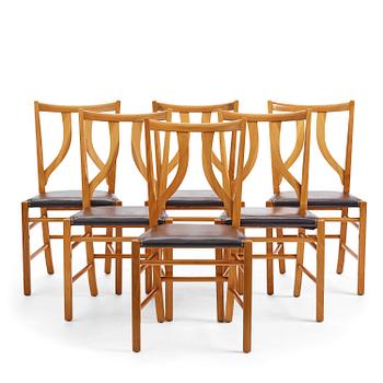 278. Josef Frank, a set of six dining chairs model "B 2027", Firma Svenskt Tenn, Sweden 1950s.