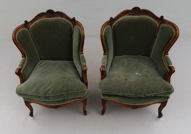 BERGÈRER, 1 par, rokokostil, 1900-talets första hälft.