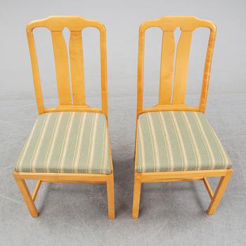 Carl Malmsten, a set of six 'Ambassadör' chairs and a 'Herrgården' dining table, second half of the 20th Century.