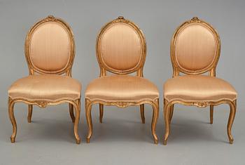 Six Swedish Transition Rococo/Gustavian 18th century chairs.