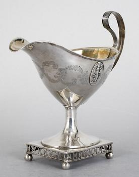 GRÄDDKANNA, silver, Lars Borin, Stockholm, otydligt stämplad 1797? Vikt 245 gram.