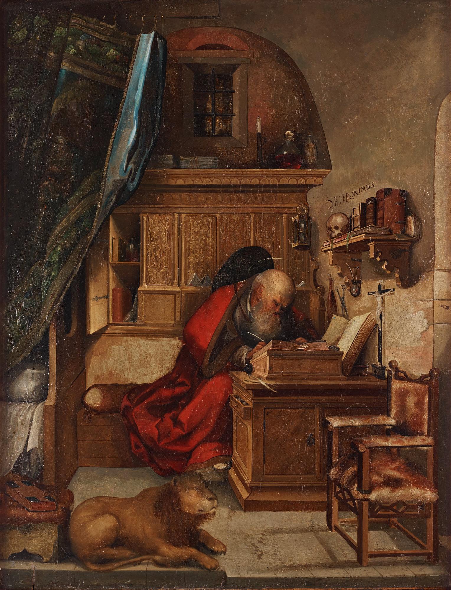 FLEMISH SCHOOL, 17th Century, Saint Jerome in his chamber.