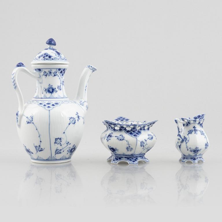 Royal Copenhagen, a 49-piece "Blue Fluted" porcelain service, half and full lace, Denmark.