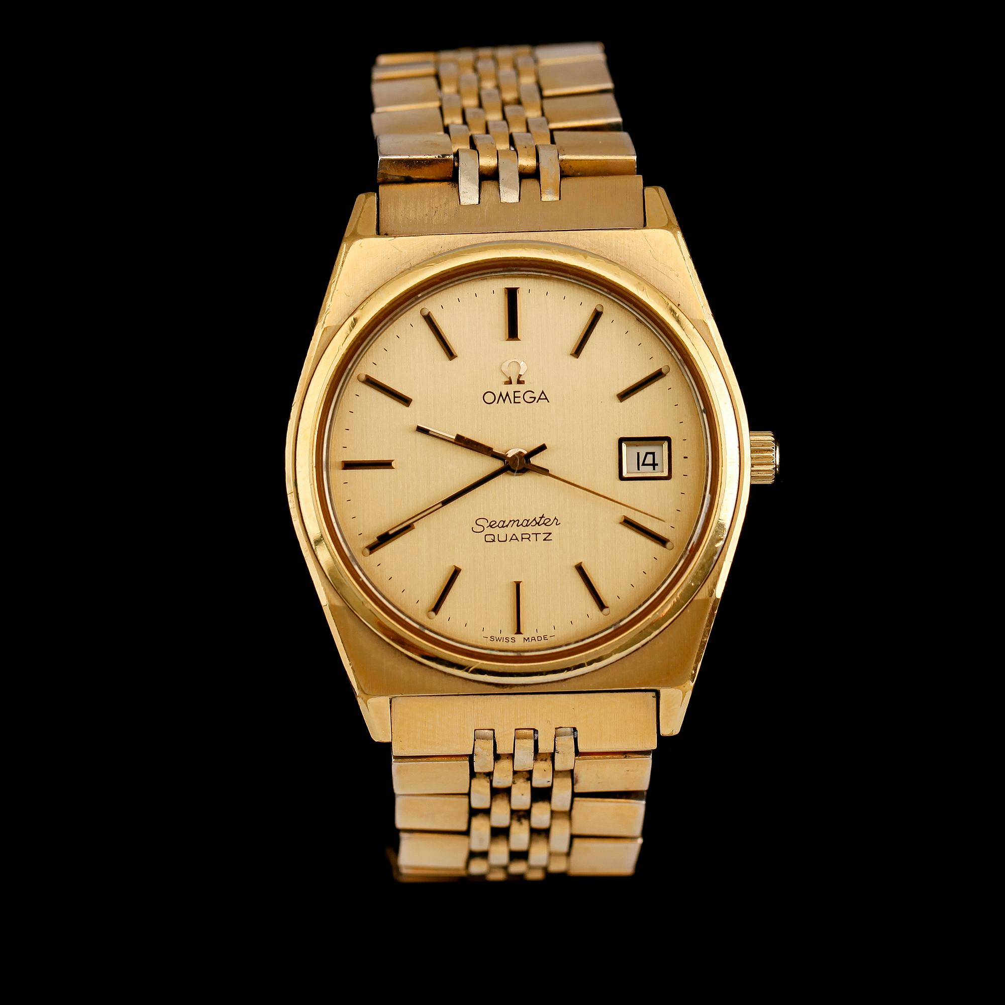 ARMBANDSUR, guld på stål, Omega Seamaster, Quartz.