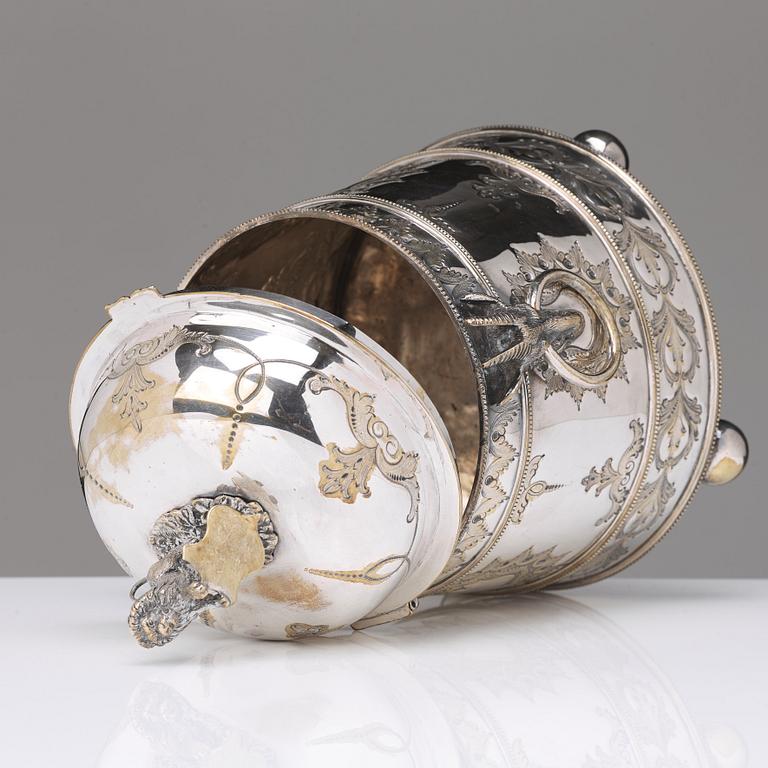 A 20th century plated jar and cover.