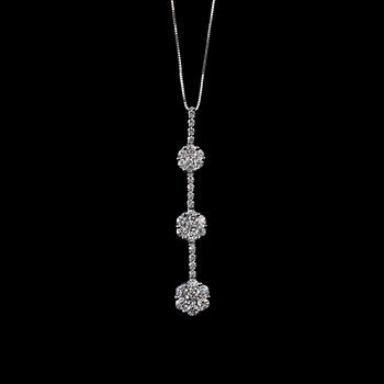 547. A PENDANT, brilliant cut diamonds c. 1.22 ct. 18 K white gold. Weight 4,2 g.