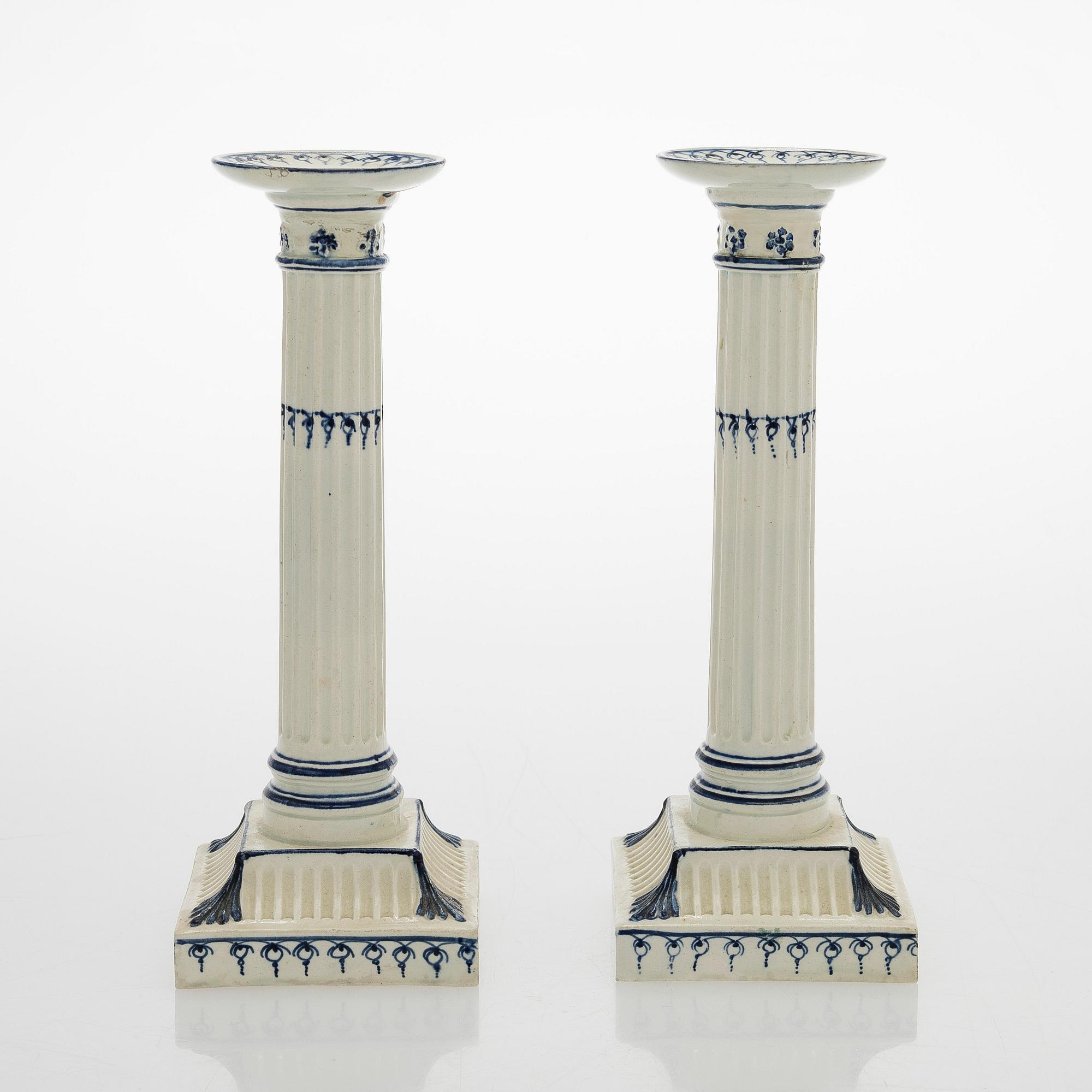 Wedgwood, ljusstakar, ett par, flintgods, tidigt 1800-tal.