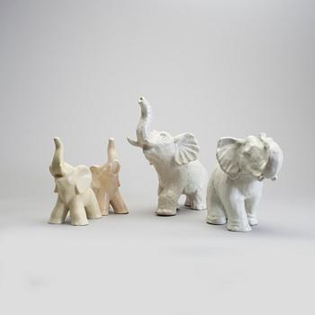 ELEFANTER, 4 st, lergods, Vicke Lindstrand, Anna-Lisa Thomson Upsala Ekeby,Kerttu Suvanto-Vaajakallio, Kupittaan Savi.
