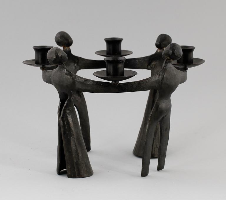 LJUSSTAKE, smide, Tom Larsen, monogramsignerad.