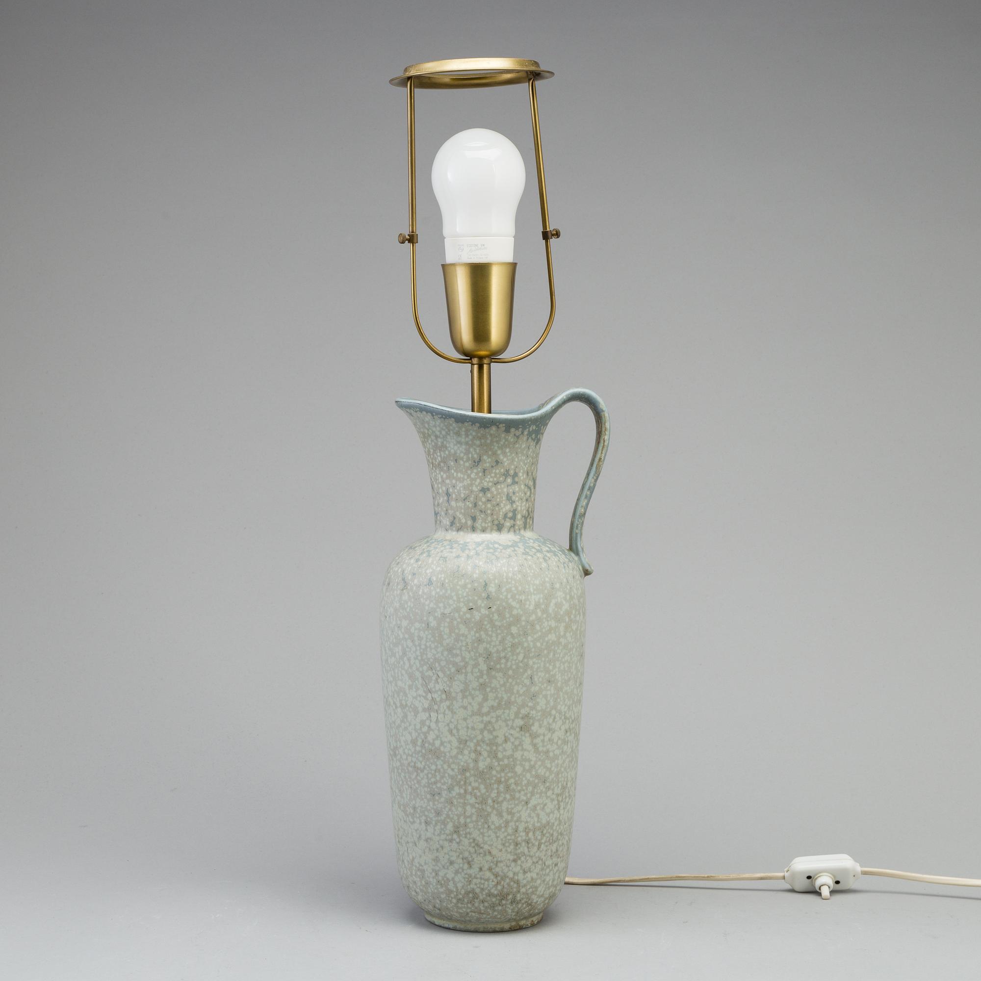 A 1960's stoneware table lamp/Jug, by GUnnar Nylund, Rörstrand.