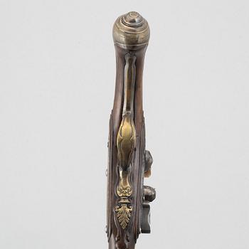 Flintlåspistoler, ett par, signerade Penterman, Utrecht 1700-talets början.