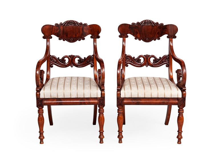 A PAIR OF ARMCHAIRS.