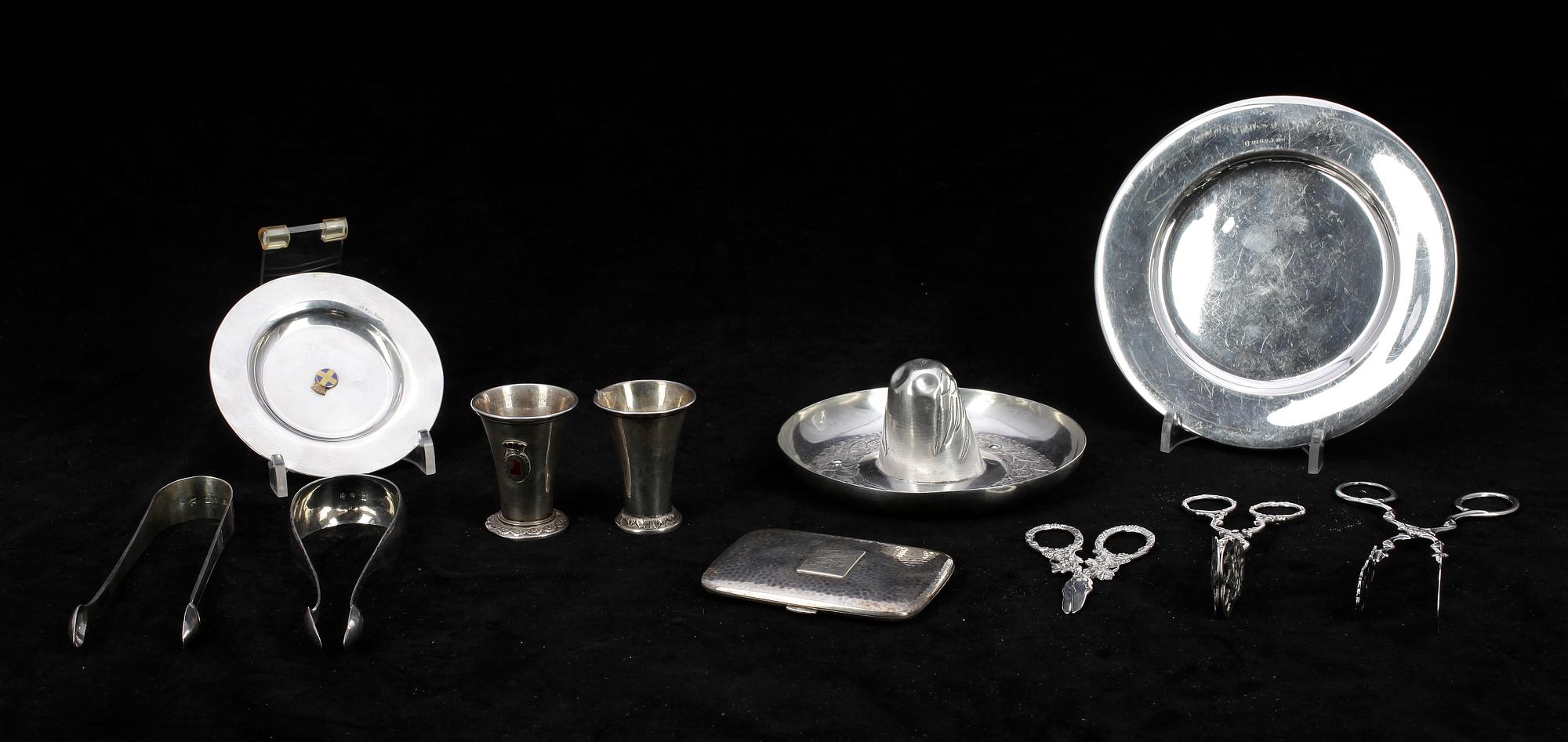 PARTI SILVER, 11 delar, bla Karl Anderson, Stockholm, 1903, tot vikt ca 486 g.