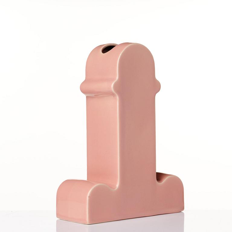 Ettore Sottsass, a "Shiva" pink glazed ceramic vase, B.D Barcelona, Spain post 1973.