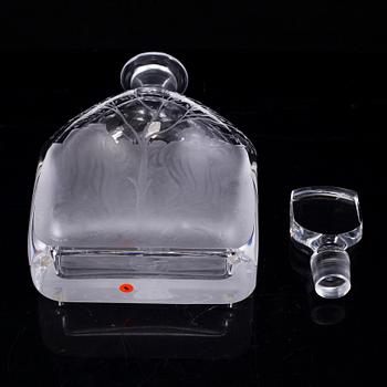 EDWARD HALD, an engraved bottle with stopper Orrefors, Sweden, model 1230.