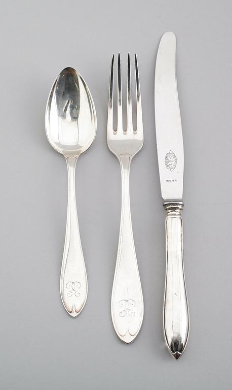 BESTICK, 14 delar, silver, svenska stämplar, 1930-tal. Vikt ca 756 gram.